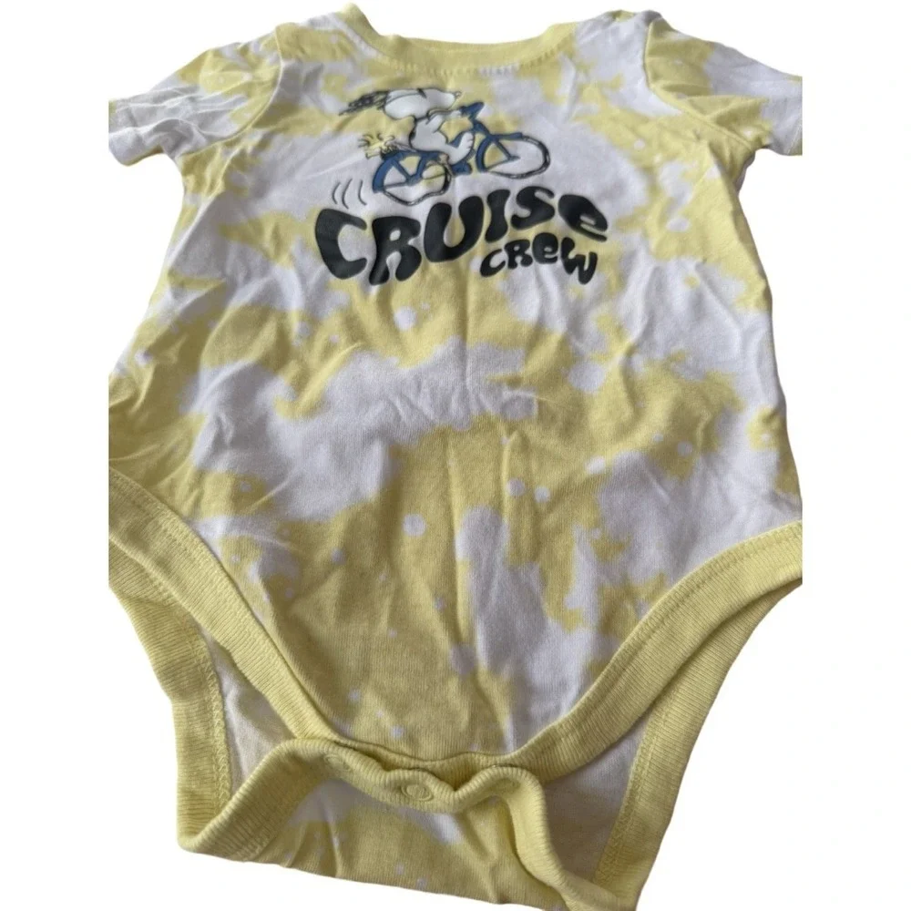 Garanimals x Peanuts Snoopy Cruise Crew Tie Dye Bodysuit 6-9M Yellow White Baby